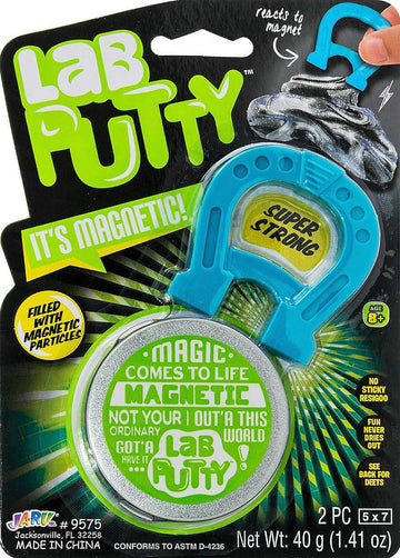 Ja-Ru Lab Putty Magnetic Slime With Magnet & Tin Container (1 Unit) Squishy Fidget Toy Magnetic Putty For Kids. Non Sticky Slime. Anger Management Toys. Sensory Party Favors. 9575-1A