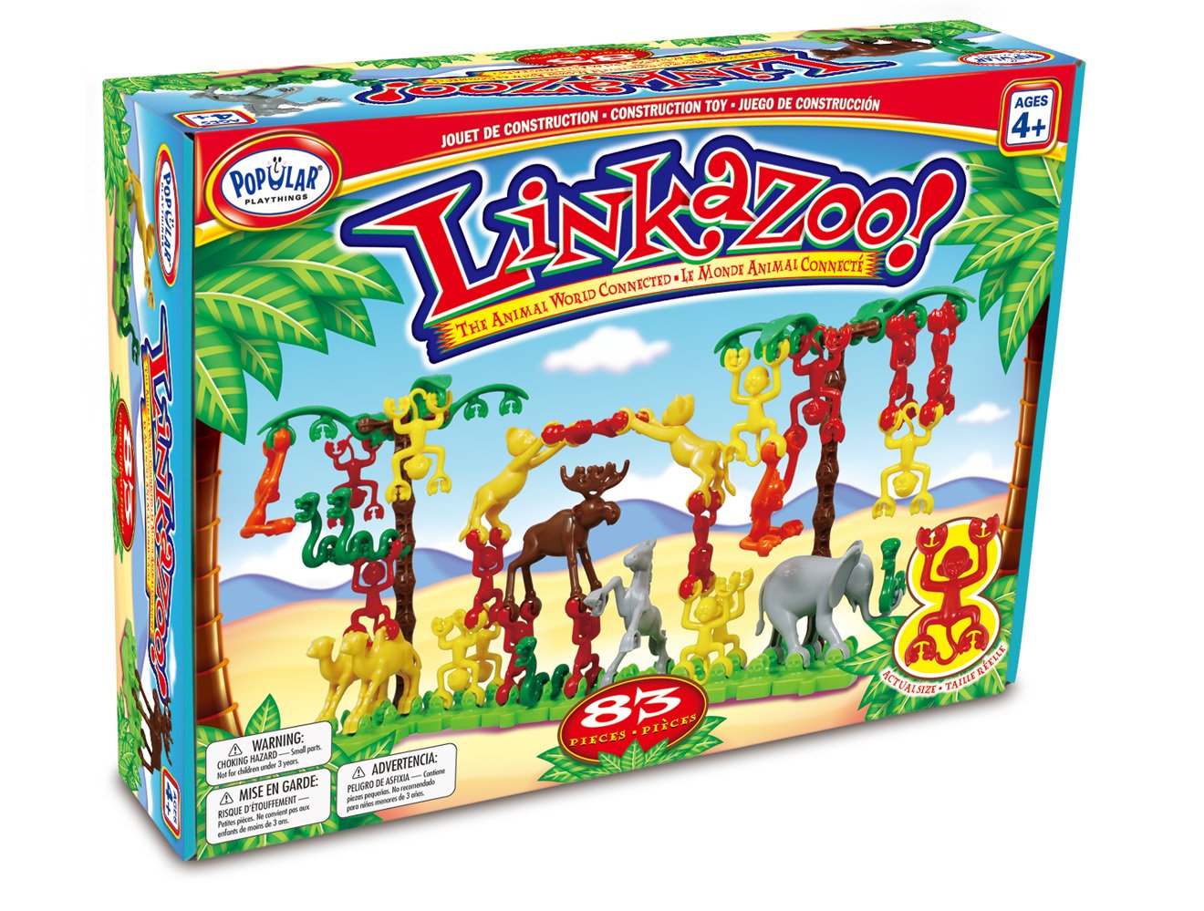 Popular Playthings Linkazoo Toy Play Set, Linking Animal Figures, 83 Pieces