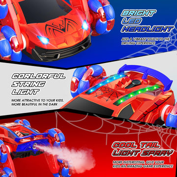 Yeriayha Remote Control Car, 8Wd Rc Stunt Car Kids Toys For Age 8-13 Double Sided 360 Rotating Rc Car Rechargeable Racing Drift