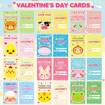 digi Valentines Day Gifts for Kids, 28 PCS Animal Squishy Toys Keychains with Valentines Day Cards, Valentines Day Classroom Exc