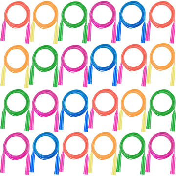 24 Pack Colorful Jump Ropes,7.3 Feet Jump Rope For Kids,Adjustable Outdoor Jump Ropes Skipping Rope,Pvc Jumping Ropes Great Part