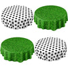 Funnymoom 4 Pack Round Soccer Tablecloth 84 Inch Plastic Soccer Grass Party Decorations Disposable Grass Table Cloth Washable Di