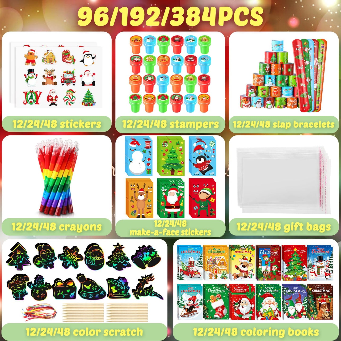 BenLouis Christmas Party Favors for Kids Christmas Classroom Gifts Prize Stockings Filler Coloring Books Bulk for Students Craft