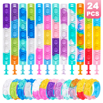 24 Pcs Pop Bracelets Fidget Toys Bulk Its Bear Bracelet Kids Party Favors Fidget Toy Pack Fidgets For Classroom Prizes Birthday Goodie Bag Stuffers Sensory Toys For Girls Boys