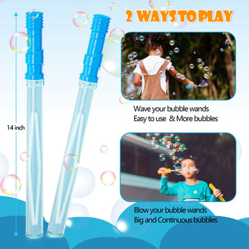 Inscraft 30 Pack 14’’ Big Bubble Wands, 8 Colors 1 Hole Wands X30 For Summer Toy, Outdoor/Indoor Activity, Easter, Birthday, Graduation, Bubbles Party Favors For Kids