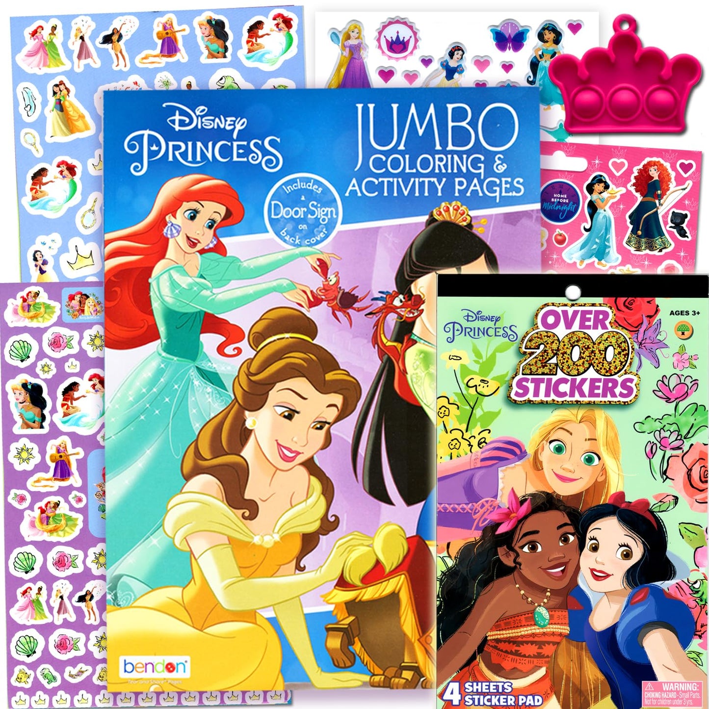 Bendon Disney Princess Coloring Activity Book and Sticker Set for Kids