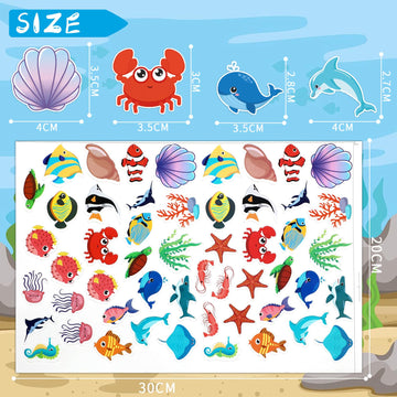 Julbear 300 Pieces Ocean Sea Animal Foam Stickers Bulk Self-Adhesive Tropical Fish Sea Creature Stickers Sea Turtles For Arts Cr