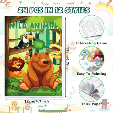 Benlouis 24Pack Mini Coloring Books Party Favors Bulk For Kids Ages 2-4-8-12 Classroom School Prize Small Activity Books For Bir