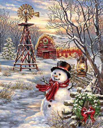 Springbok'S 1000 Piece Jigsaw Puzzle Winter Windmill - Made In Usa