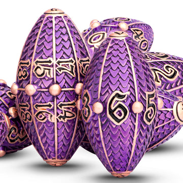 Aruohha Dnd Metal Dice Copper Purple Dragon Egg Dice With Metal Box, Role Playing Game Rpg Polyhedral D And D Dice Set D20 D12 D