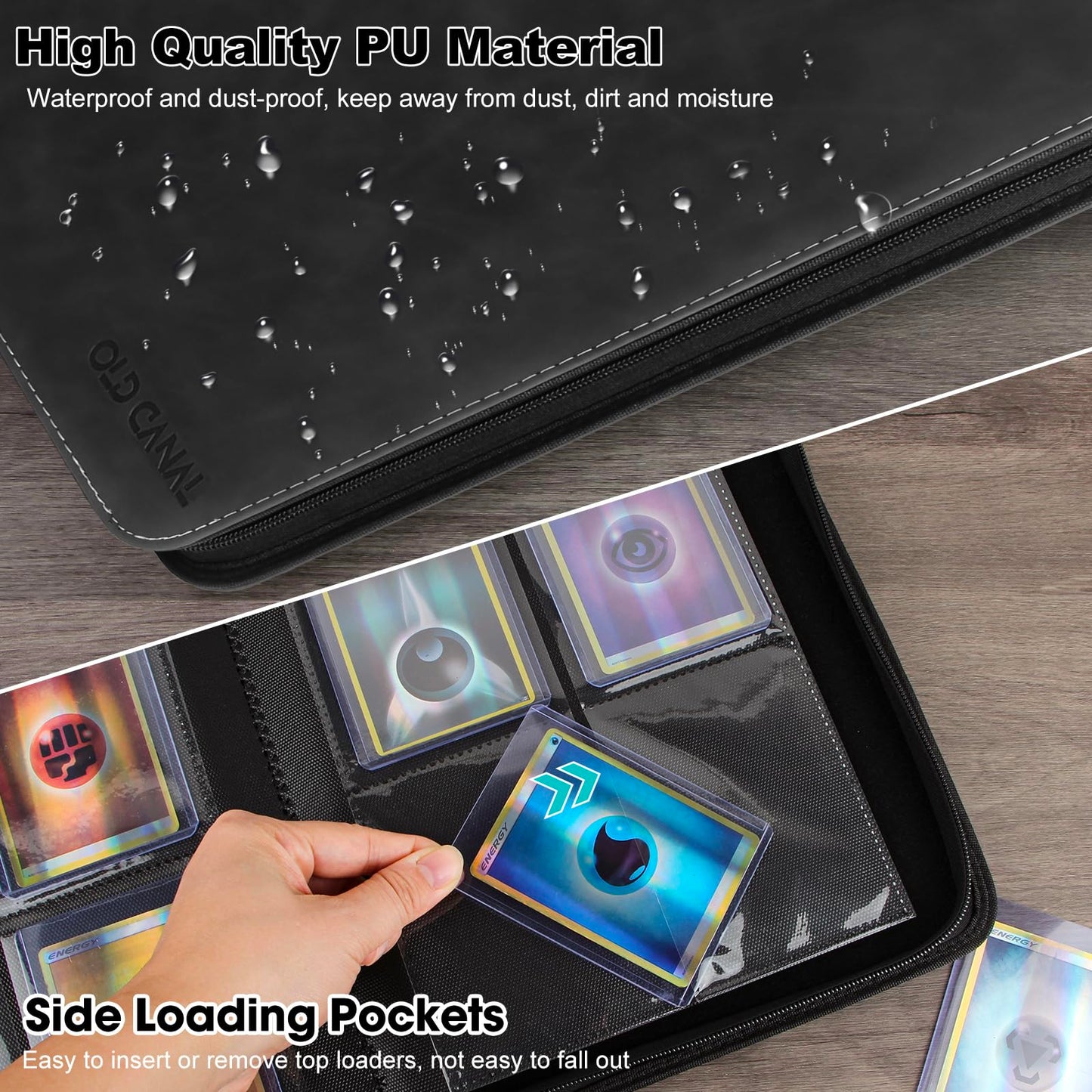 Old Canal Top Loader Binder  4 Pockets Card Binder Holds 112 Top Loaders  enhanced Trading Card Collection Holder  Top Loader Storage Album for TCG  Sports Cards  Black (FOR TOP LOADERS ONLY)