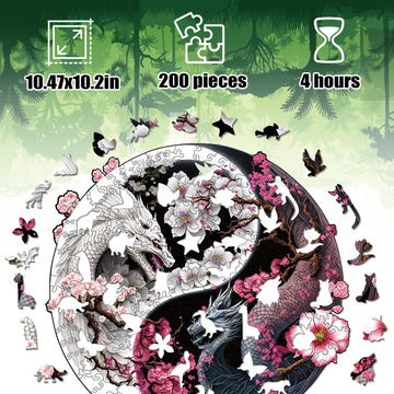 Wooden Puzzles for mature-themeds  Dragon Wood Puzzles 200 Pieces  Irregular Animal Shaped Unique Wooden Jigsaw Puzzles  Creative Ghristmas Gift for Teenagers and mature-themeds