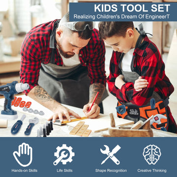 Toy Chainsaw for Kids - Kids Power Tool Set, Construction Tools for Kids, Toddler Chainsaw with Realistic Sounds & Light, Play C