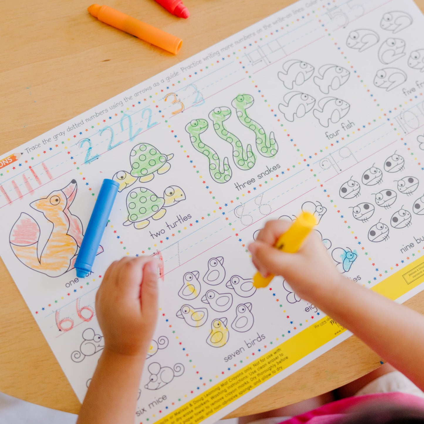 Melissa & Doug Learning Mat Crayons - 5 Count, Multicolor, Wax Crayon 85%, Model 4279
