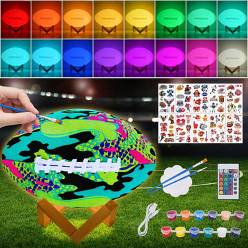 Minleway Paint Your Own Football Lamp Kit,9.6 Inch 16 Colors Night Light Toys for Girls Boys,Arts & Crafts Kit Art Supplies,Arts
