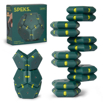 Speks Geode Pentagons Magnetic Fidget Toy For Adults & Teens 14+ | Sensory Gadget For Stress Relief, Office Desk Toy Present, Christmas Gift, Holiday Stocking Stuffer | Monstera, 12-Piece Set