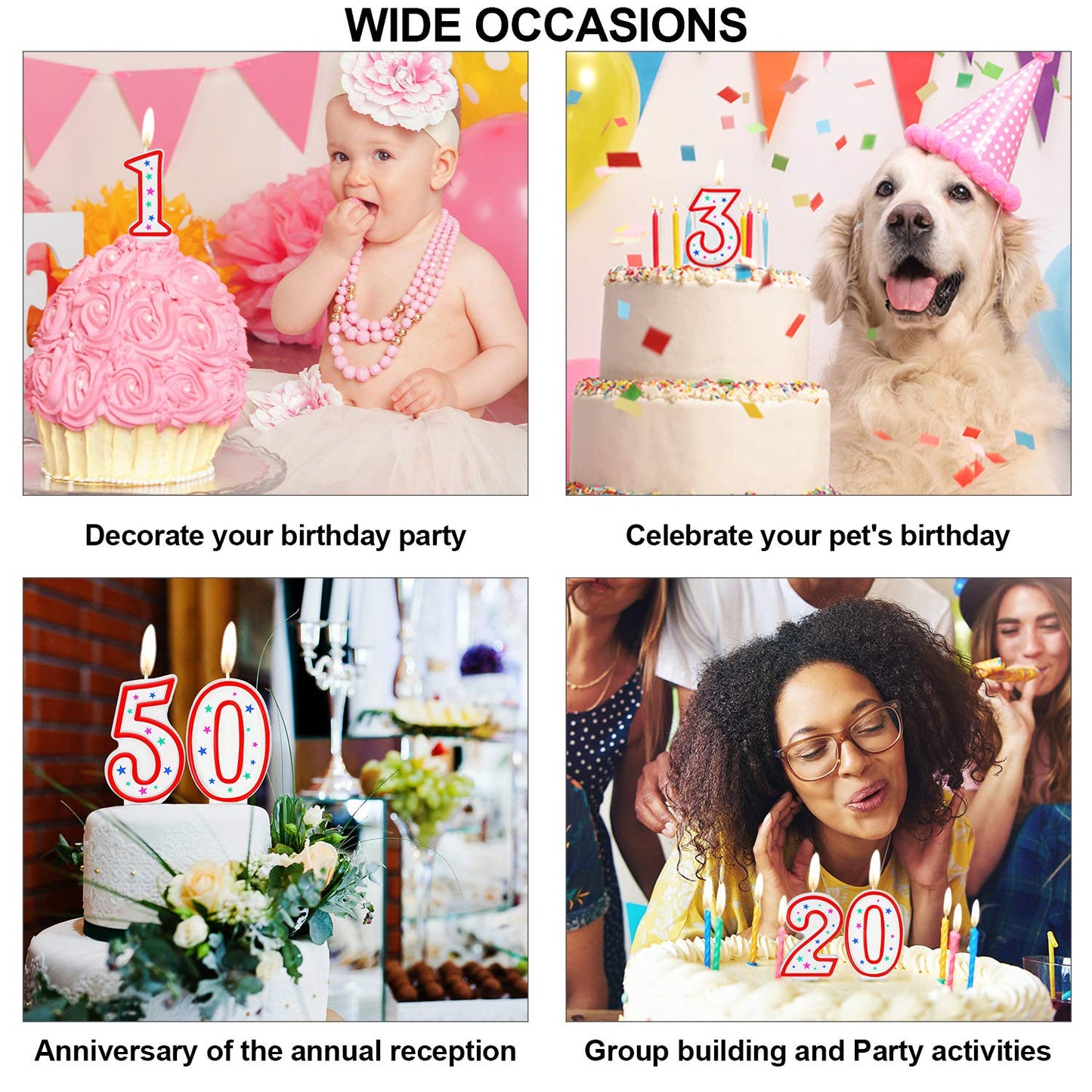 10 Pieces Birthday Number Candles Polka Dot Colorful Birthday Candles Cake 0-9 Candles for Birthday Wedding Anniversary Reunions