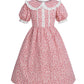 Nuoqi Colonial Costume Girls Prairie Pioneer Dress Laura Ingalls Wilder Costume With Apron Pink, 8-9