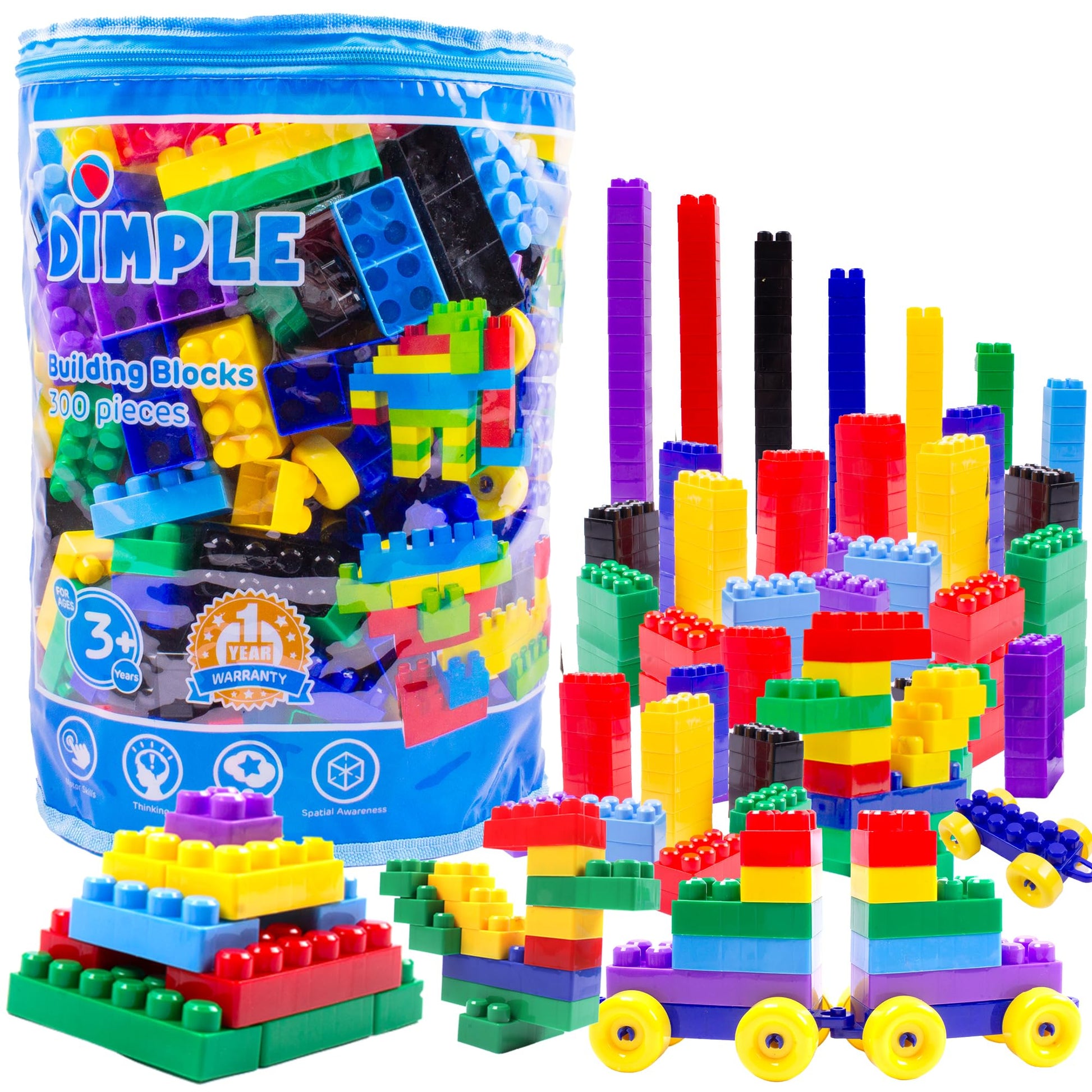 Dimple Building Blocks for Toddler (300 Pcs) Stacking Toys & Puzzle Games for Learning and STEM Fun Montessori Toys, Educational