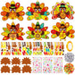 Funrous 48 Sets Thanksgiving Turkey Crafts Kit Turkey Paper Crafts DIY Make Your Own Fall Hanging Ornaments with Pompoms Diamond