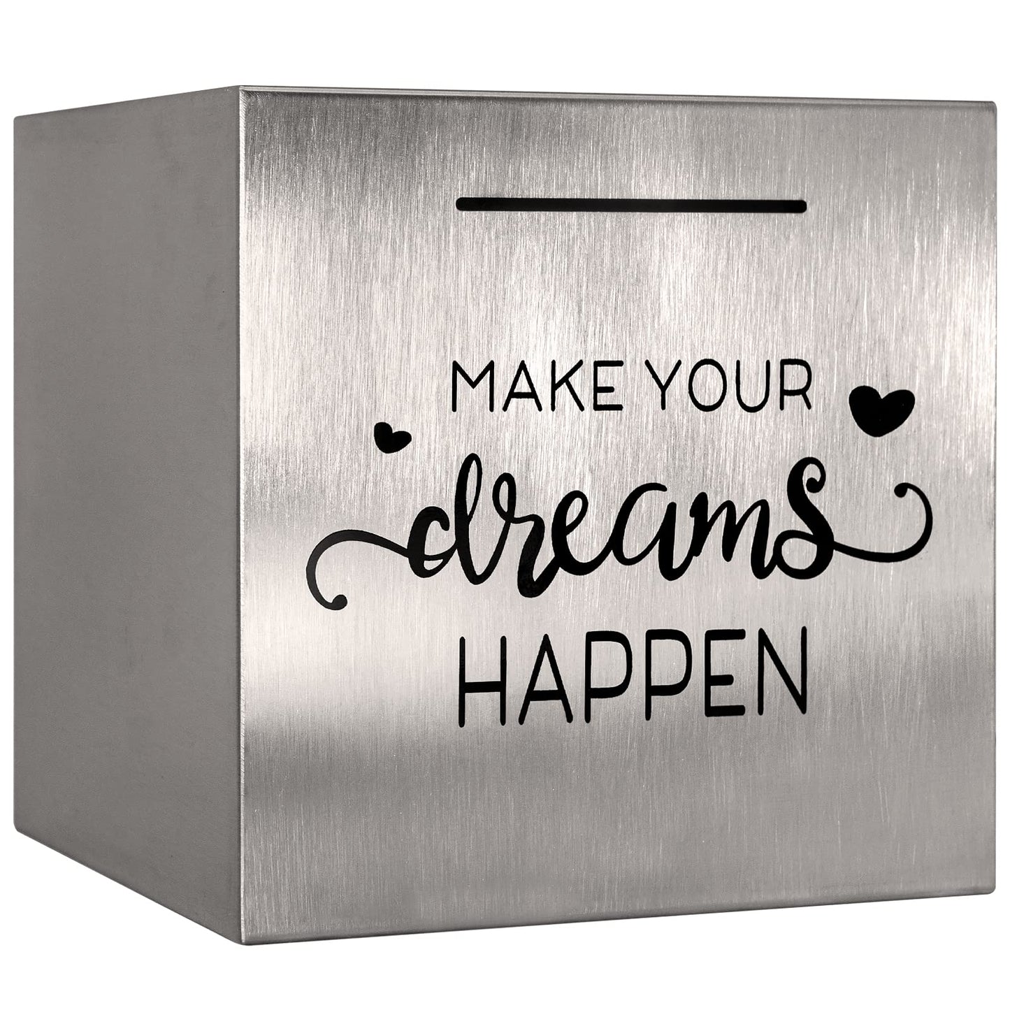 Piggy Bank Made Of Stainless Steel, Piggy Banks For Adults Coin Bank,Can Only Save The Piggy Bank That Cannot Be Taken Out (7.8'X7.8'X7.8')