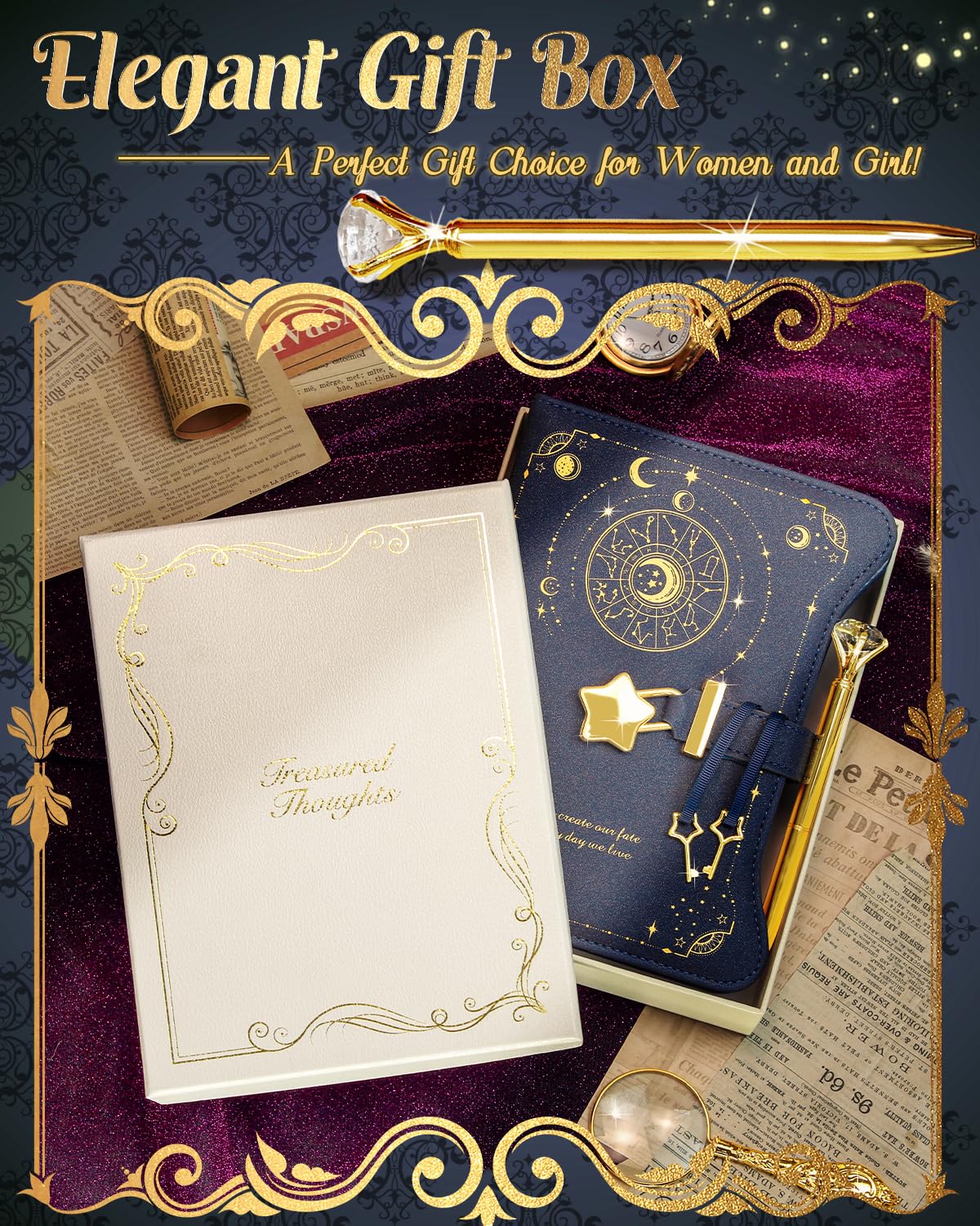 Hi!Sci Diary With Lock And Keys For Girls And Women, Lock Diary For Gift Ideas With Gift Box And Pen And Bookmark, Journal For W