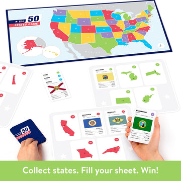 The World Game The 50 States Game - US Geography Board Game for Kids & Adults - Educational Fun Learning - Multicolor