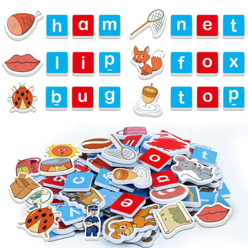 Kasfalci Magnetic Letters & Cvc Word Games, Phonics Games, Alphabet Learning Toys, Refrigerator Fridge Abc Magnets For Kids, Spe