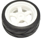 Apex RC Products 1/10 On-Road 12mm White 5 Spoke Wheels V Tread Rubber Tires (Set of 4) #5015