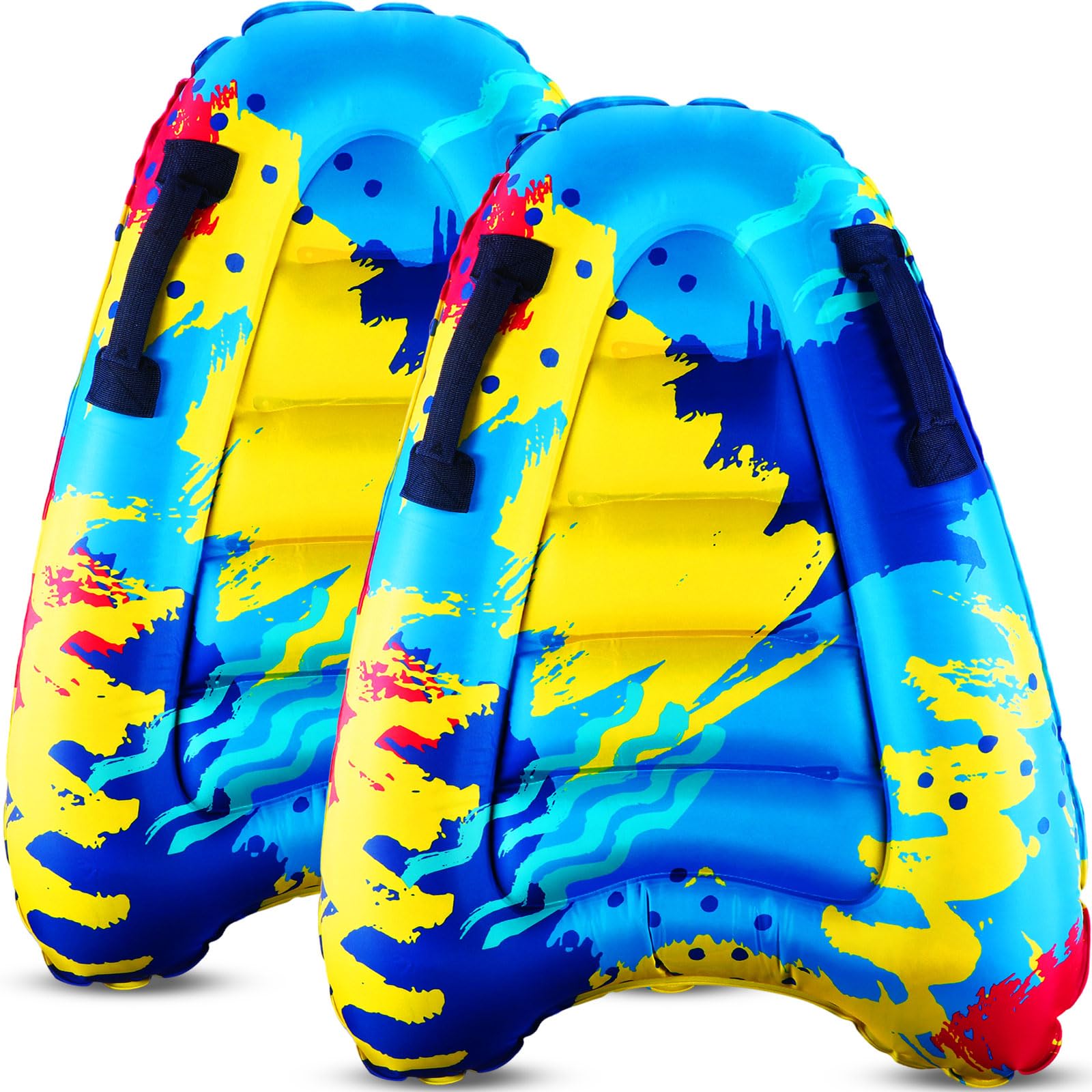 Gemscream Inflatable Surf Body Board with Handles Beach Surfing Float for Slip Portable Pool Water Game Float Board Swimming Pool Floating Water Summer Fun Toy for Kids and mature-themed(2 Pcs)