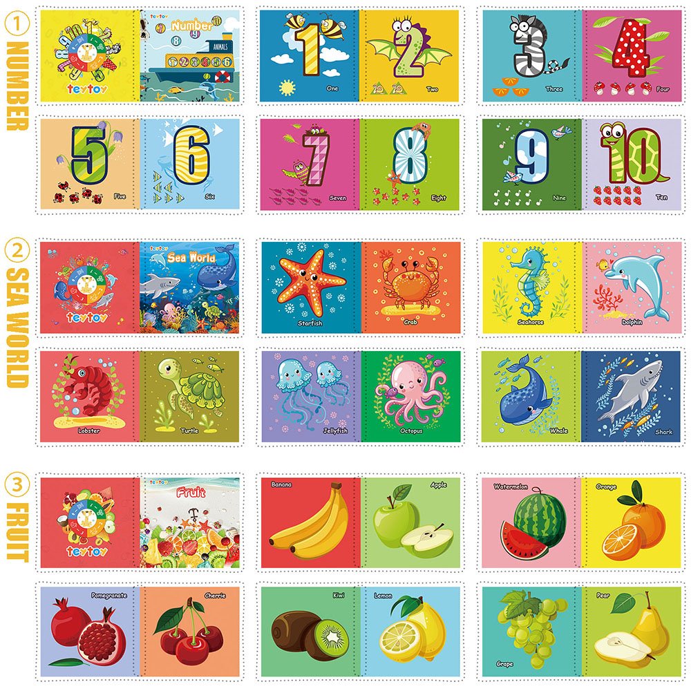 Teytoy My First Soft Book, Nontoxic Fabric Baby Cloth Activity Crinkle Soft Books For Infants Boys And Girls Early Educational Toys (Pack Of 12)