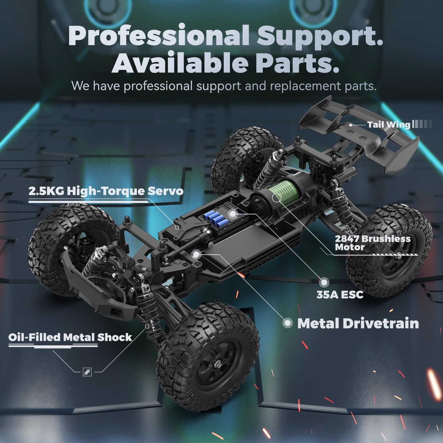 BEZGAR HM124 Brushless RC Car - 1:12 Scale 52+KM/H High Speed RC Truck, 4x4 Offroad Waterproof for All Terrains, Hobby Grade Rem