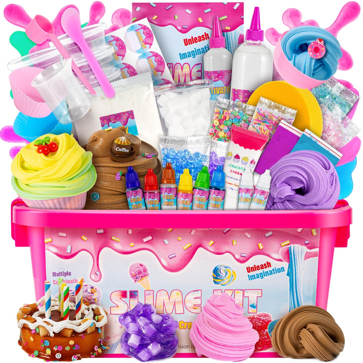 Gxyslm Jumbo Slime Kit For Girls, Party Favors For Kids, Adorable Cake Slime Making Kit To Make Butter Slime, Confetti Slime, Mu