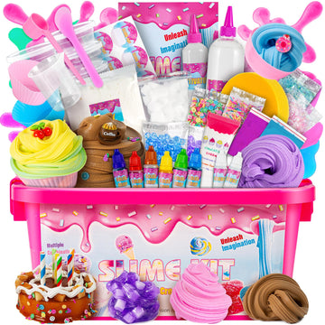 Gxyslm Jumbo Slime Kit For Girls, Party Favors For Kids, Adorable Cake Slime Making Kit To Make Butter Slime, Confetti Slime, Mu