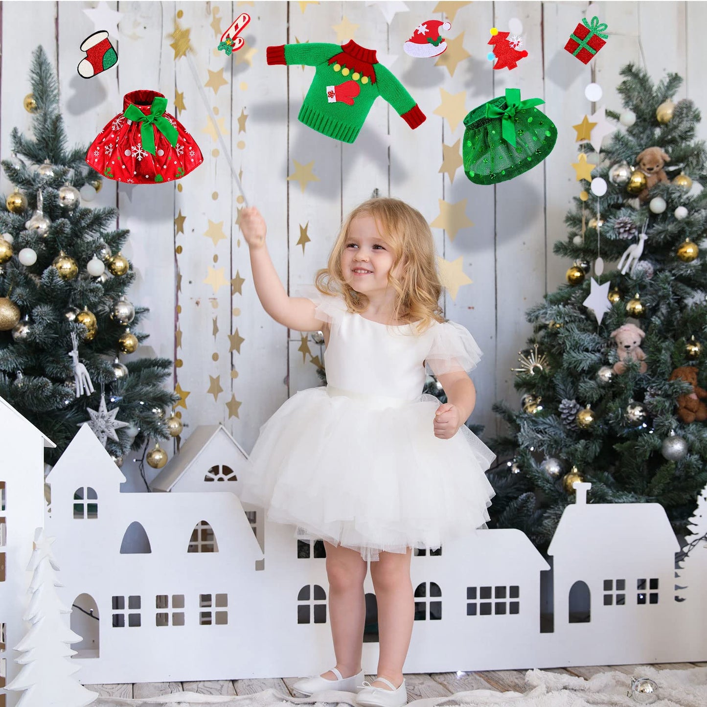 11 Pcs Christmas Elf Doll Clothes Accessories Include Green Red Sweater Skirts Attachable Santa Decals Christmas Elf Doll Outfit Clothes Gift For Xmas Holiday Decorations
