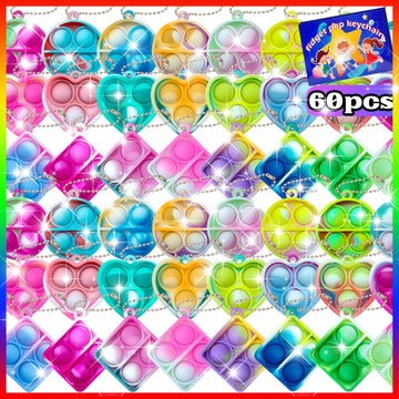 Pop Fidget Keychain, Mini Fidget Toys Bulk, Party Favors For Kids 4-8,8-12 Years Kids Goodie Girls Bag Stuffers Fidgets For Classroom Prizes Sensory Christmas For Kids Christmas Party Favors