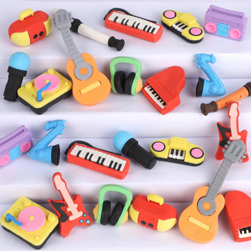 Cllayees 24 Pcs Erasers For Kids, Mini Pencil Eraser Bulk Classroom Prizes, Fun Puzzle Erasers For Preschool Elementary Student, Back To School Supplies (Musical Instrument)