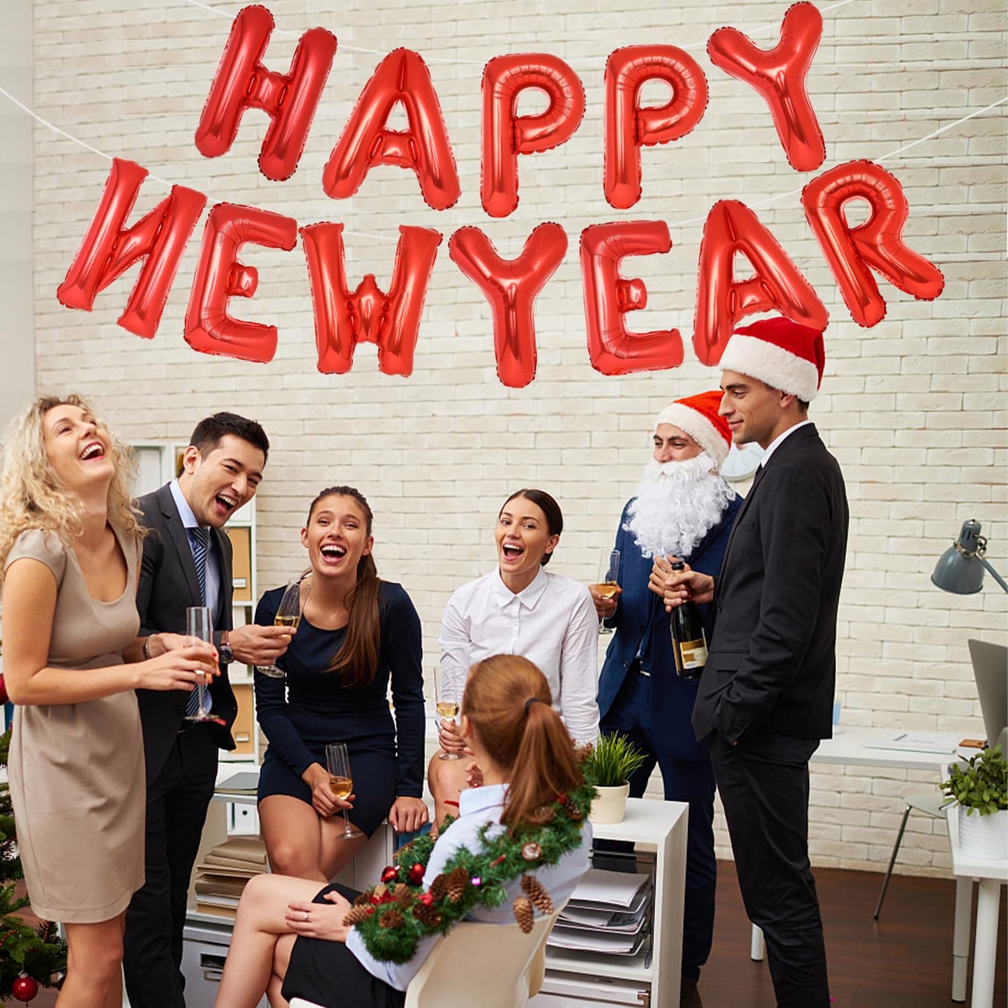 Pigetale Red Happy New Year Balloons, 16 Inch Happy New Years Letter Balloons, Happy New Year Banner, Happy New Year Decorations