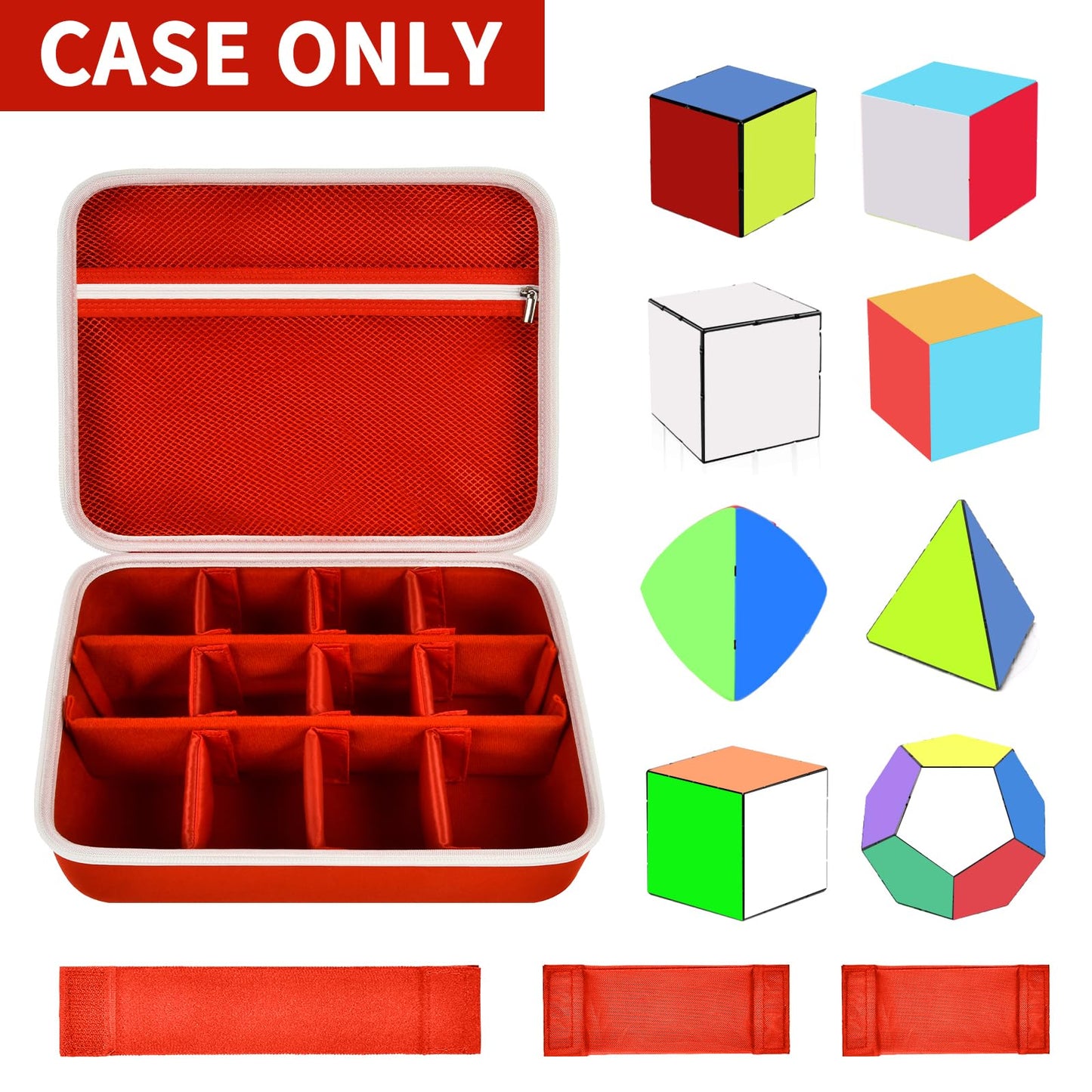 Grapsa Speed Cube Storage Case Bag - Holds 12+ Fidget Toys, Mesh Pocket, Red