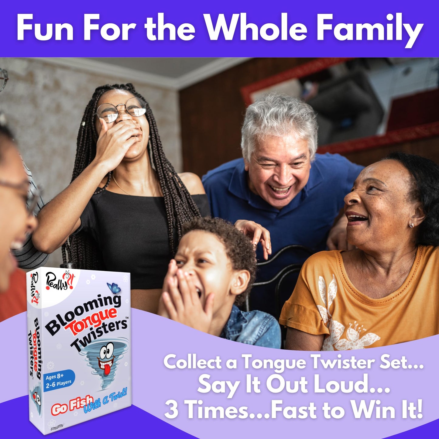 Really?! Hilarious Card Games For Kids 8-12 Teens Adults, Educational Family Party Games With Tongue Twisters, Speech Therapy Games, Homeschool, Gifts For Boys 8-12 Girls