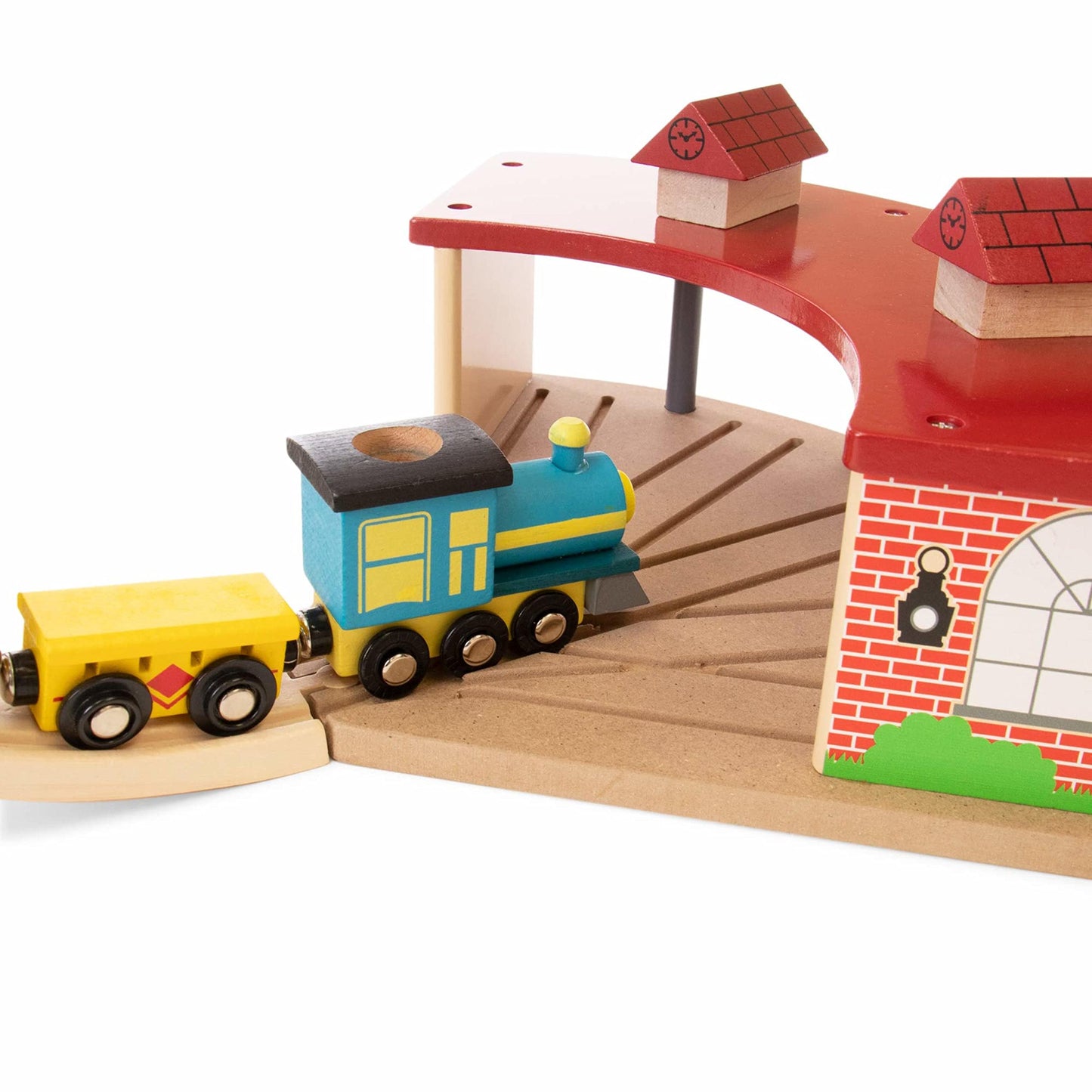 Wooden Train Track Train Garage - Train Storage Garage for Wooden Train Tracks & Sets - Compatible with Most All Conductor Carl