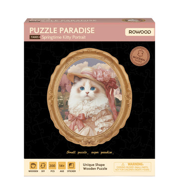Rowood Springtime Kitty Portrait Jigsaw Puzzles for Adults,DIY Craft Kits,Birthday for Mom/Women