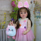 Wawa-Haokeai Reborn Toddler Stand Doll -22 Inch Sunday Best With 3D Painted On Smiles Face, Full Vinyl With Rooted Hair