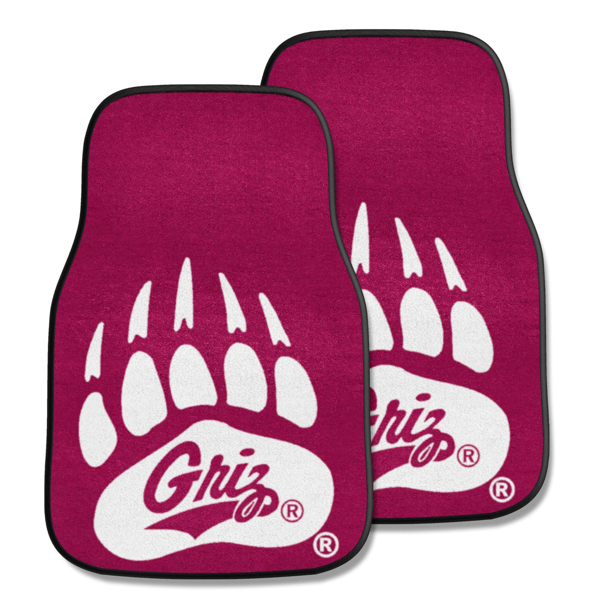 FANMATS 11782 Montana Grizzlies Front 2-Piece Team Logo Carpet Car Mat Set, Front Row Automotive Floor Mats, Non-Slip Backing, T