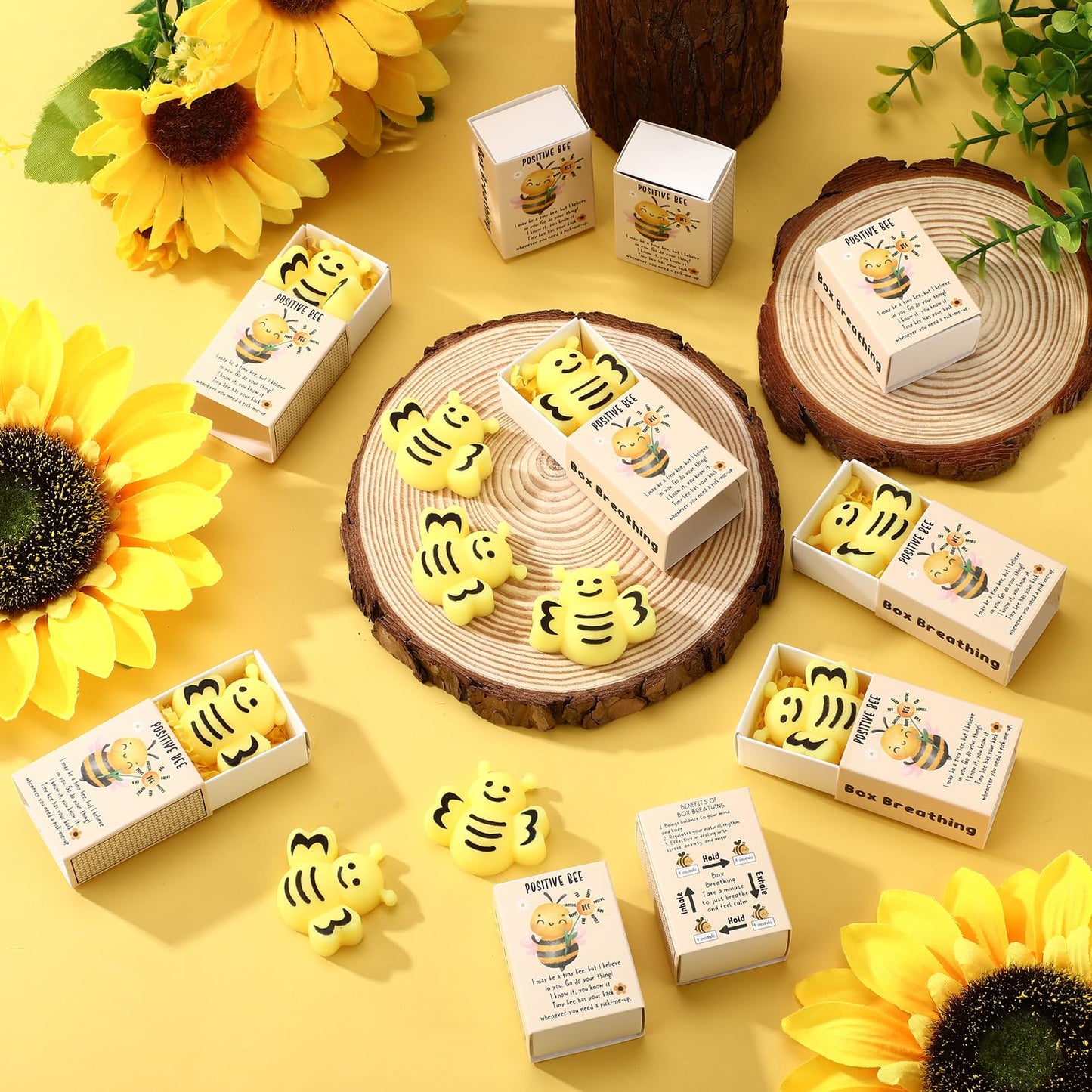 Wettarn Bee Gifts Stress Balls - 24 Sets with Inspirational Gift Boxes, 1.57 x 1.42 inches, Perfect for Office Stress Relief