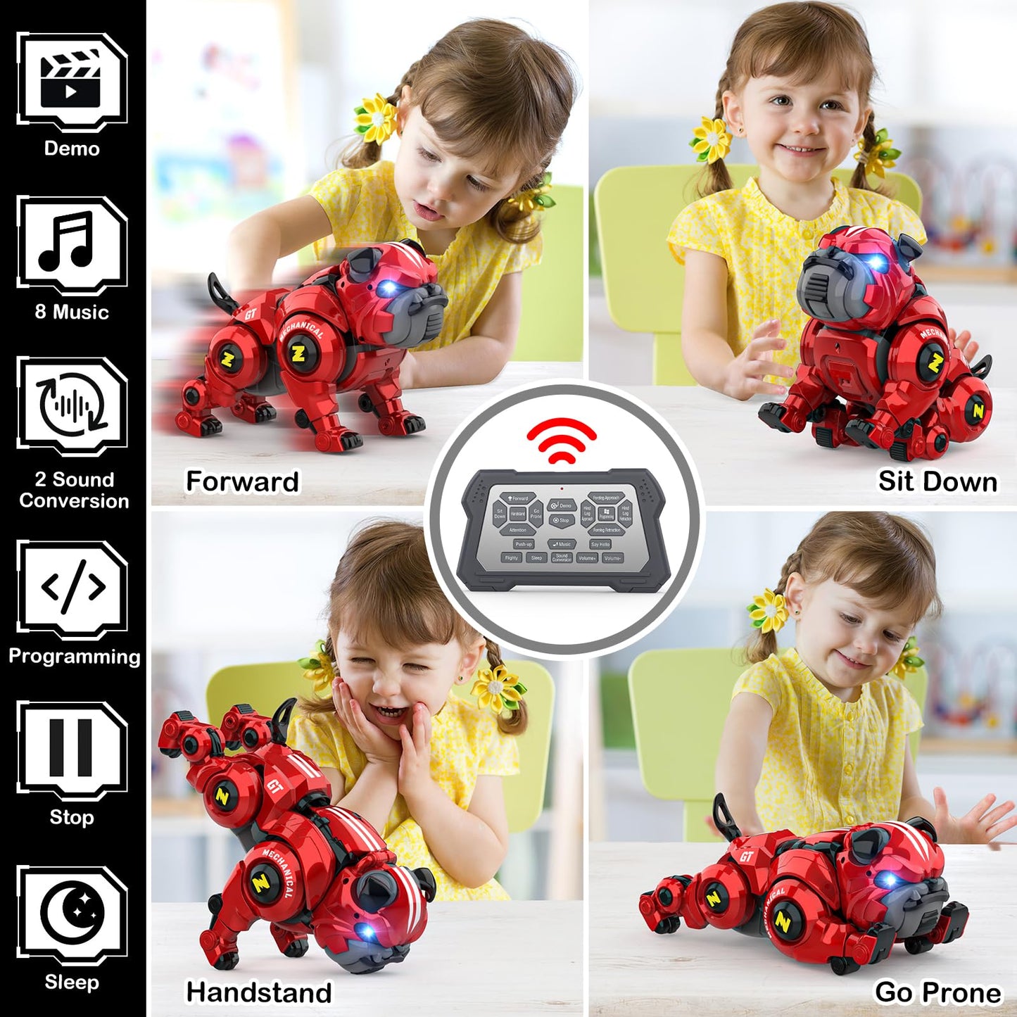 Lterfear Robot Dog For Kids, Remote Control Robot Rechargeable Programing Stunt Robo Dog With Sing, Dance, Touch Function, Robot
