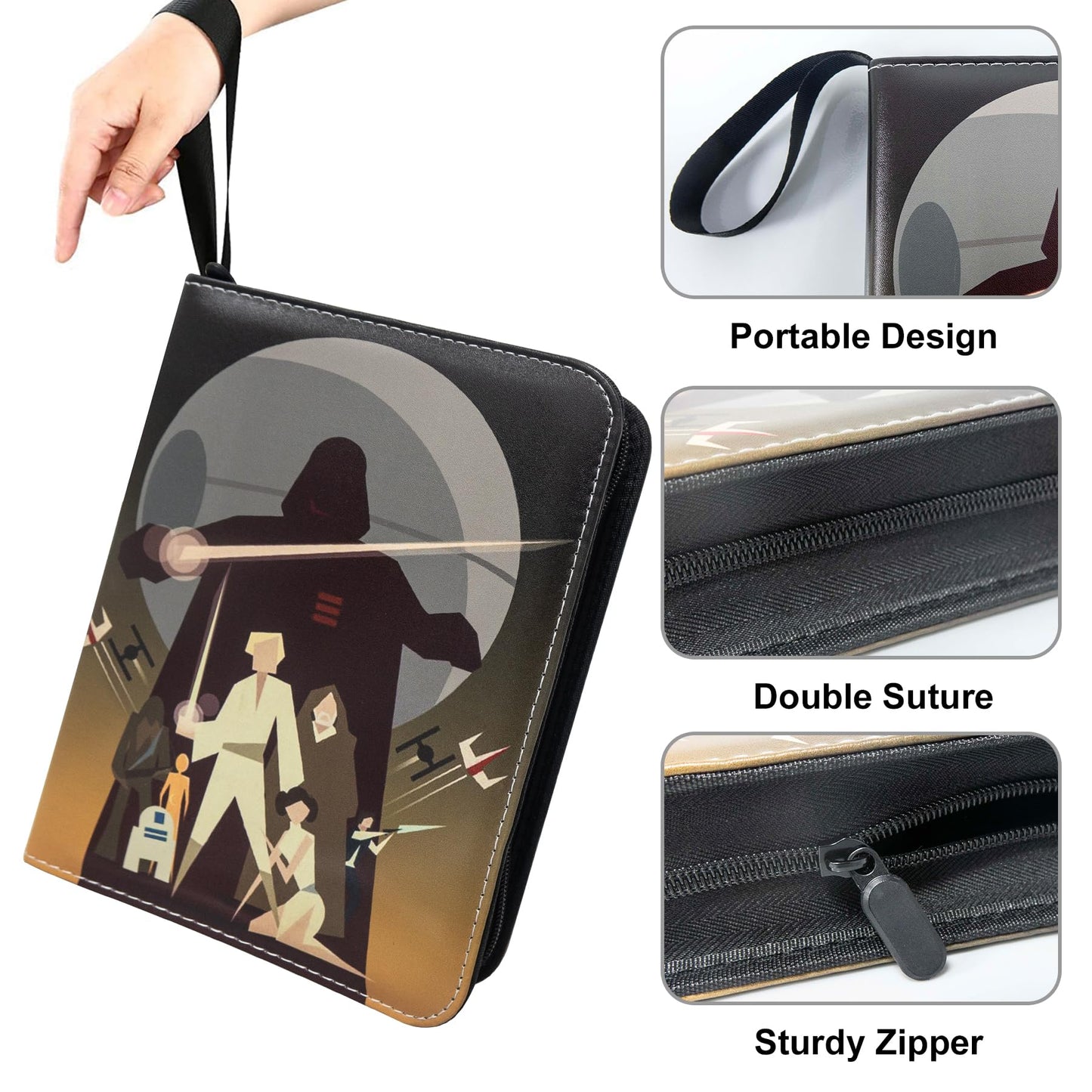 Card Binder for Trading Cards 4 Pocket with 50 Sleeves up to 400 Cards Waterproof Card Storage Bag with Sleeves for Playing Game Cards