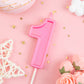 PHD CAKE Pink Number Birthday Candles - 2.76 Inch Luxe Synthetic Wax, 1 Number for Party Celebrations