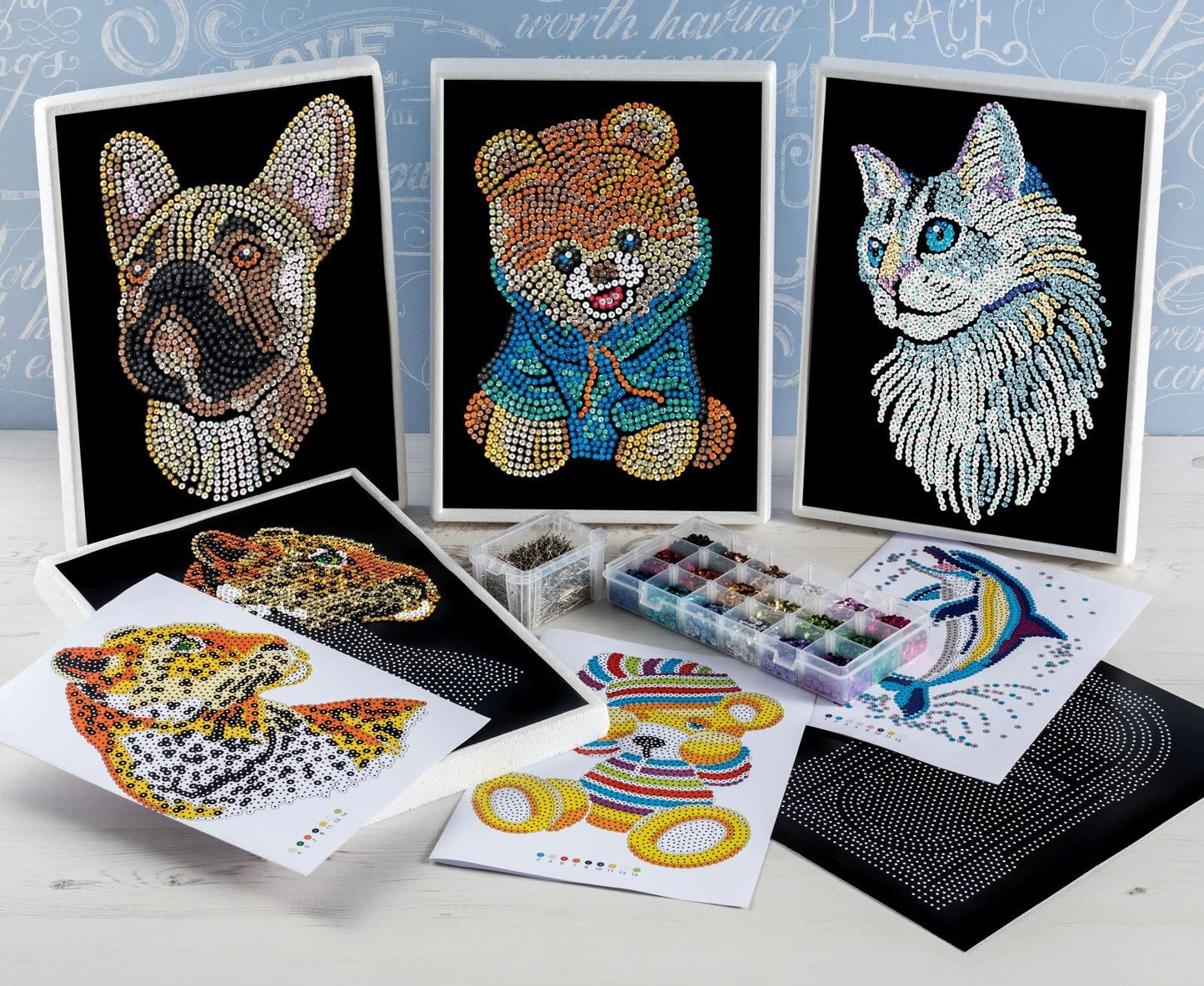 Sequin Art Blue, Dolphin, Sparkling Arts and Crafts Picture Kit; Creative Crafts for Adults and Kids