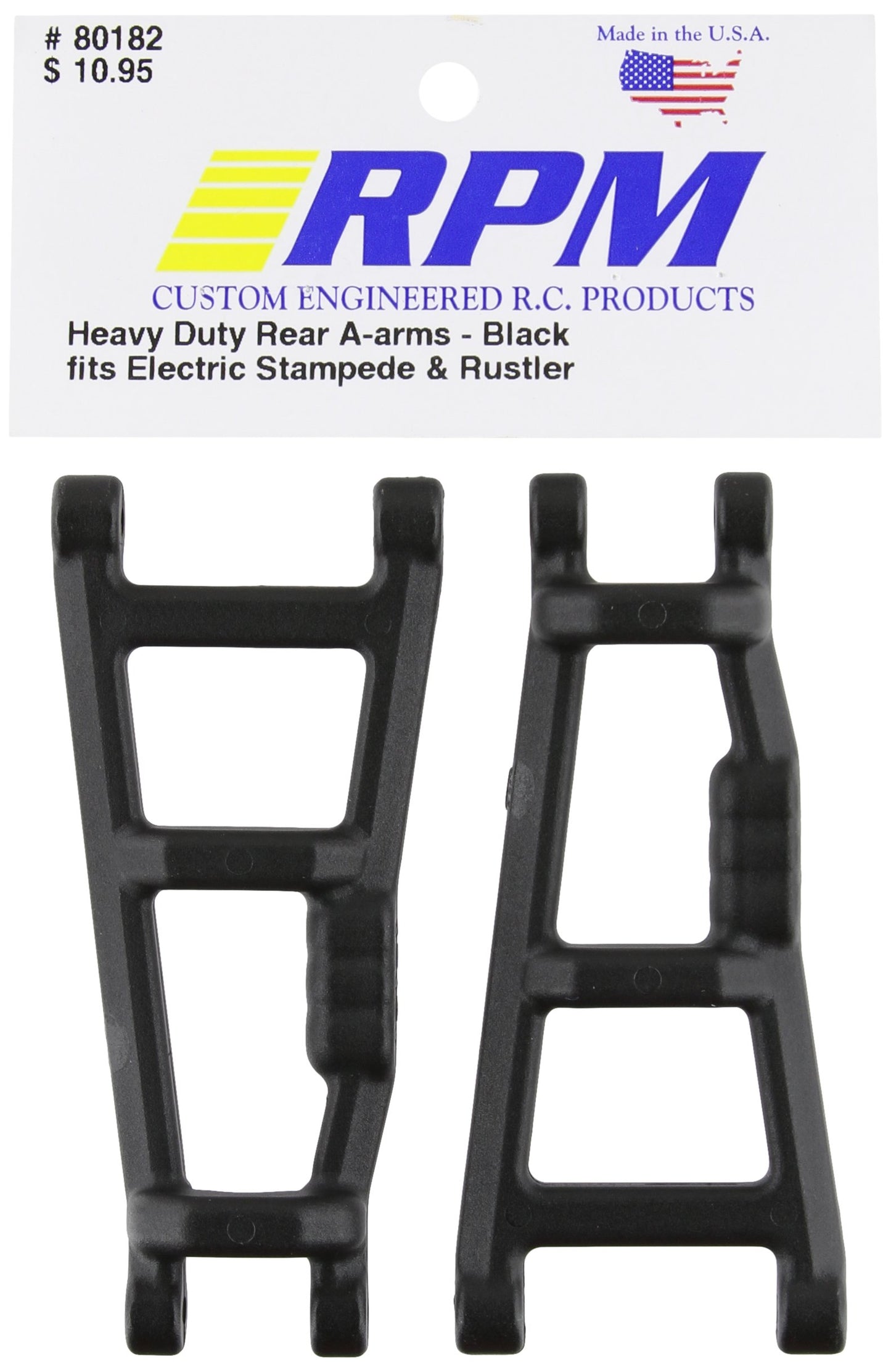 RPM 80182 Rear A-Arms Black E-Monster Jam, Rustler, Stampede Black